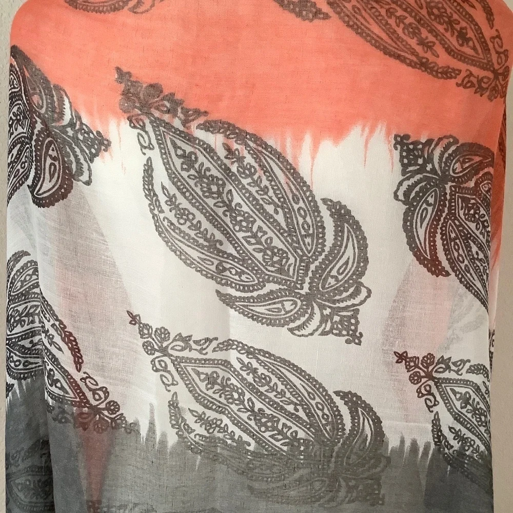 Block Print Scarf Wrap Sarong NEW Wearable Art Paisley Print Boho Festival Beach